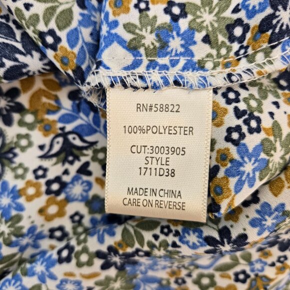 Max Studio Floral Faux Wrap Bodice Smocked Blouse Size Small - Picture 7 of 7